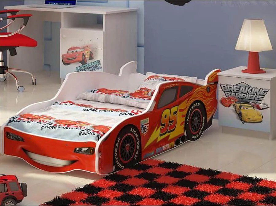 DO Posteľ auto Mcqueen Bieločervené