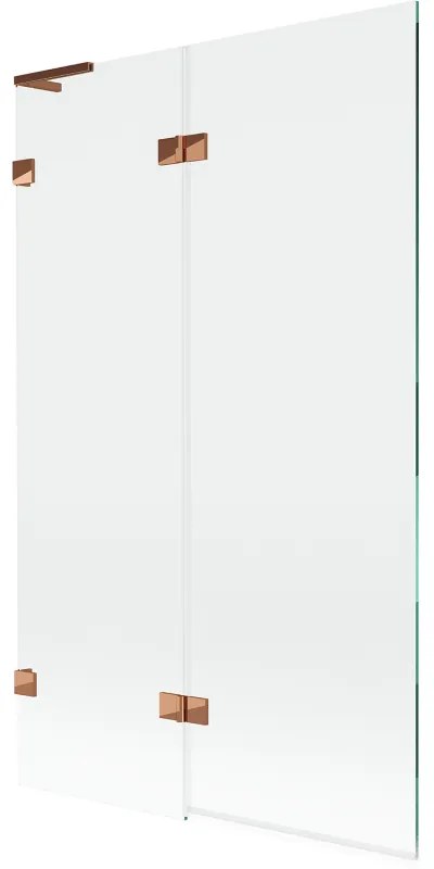 Mexen Lunar L, 2-krídlová vaňová zástena ľavá 110 x 150 cm, číre sklo, ružové zlato, 897L-110-100-60-00-L