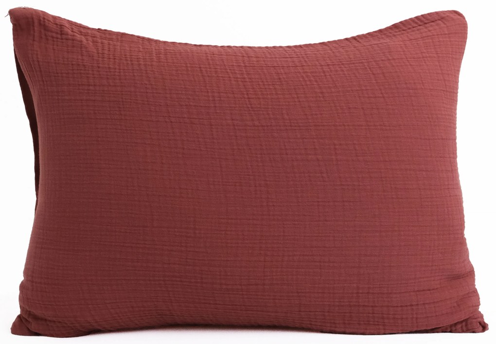 Mušelínová obliečka na vankúš 50 × 70 cm – Alexia tmavá terakota