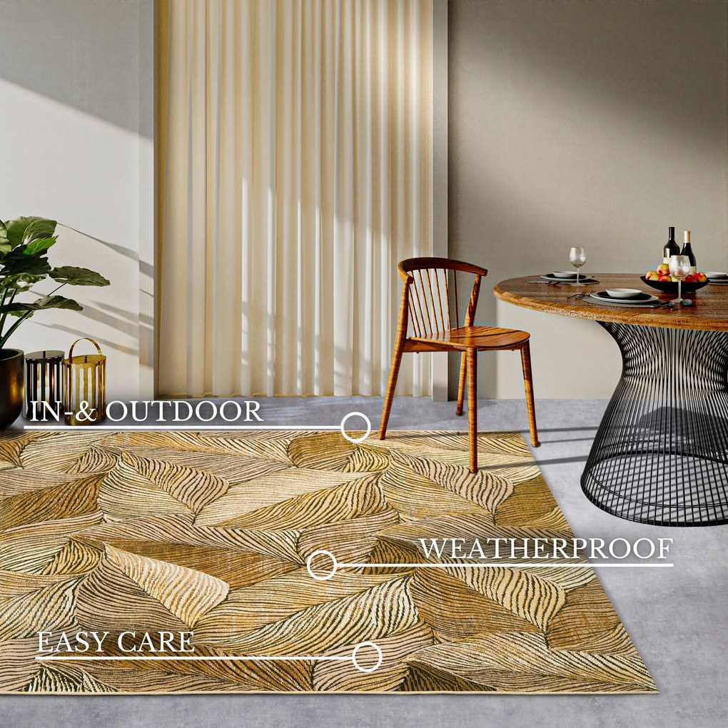 Kusový koberec Villeroy & Boch 106059 Gold, Black – na von aj na doma, 200x285, žltá, chodba / predsieň, Villeroy & Boch