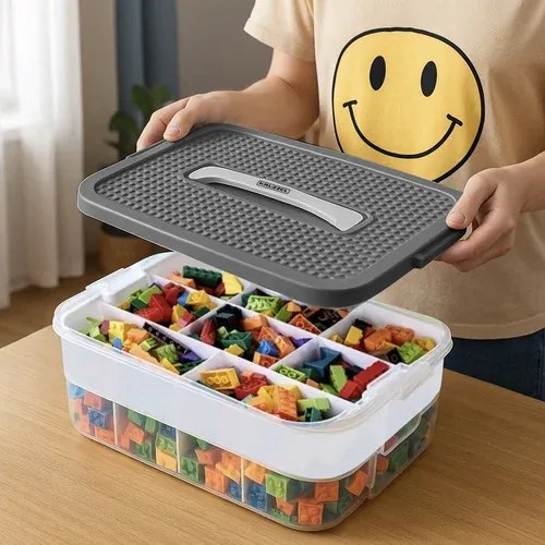 KRUZZEL Box na stavebnicu s 5 úrovňami - organizér na hračky - Kruzzel