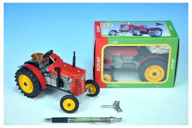 Kovap Traktor Zetor 25A červený na kľúčik kov 15cm 1:25 v krabičke Kovap