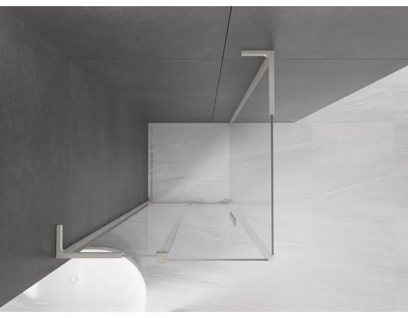 Mexen Velar L, sprchový kút s posuvnými dverami 90 x 90 cm, 8mm číre sklo, brúsená oceľ, 871-090-090-03-97
