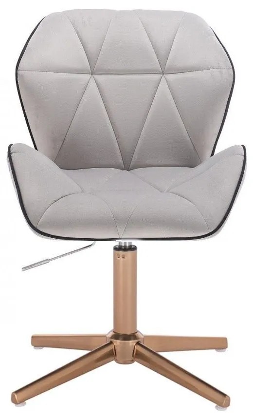 LuxuryForm DESIGN Stolička MILANO MAX VELUR na zlatom kríži - sivá