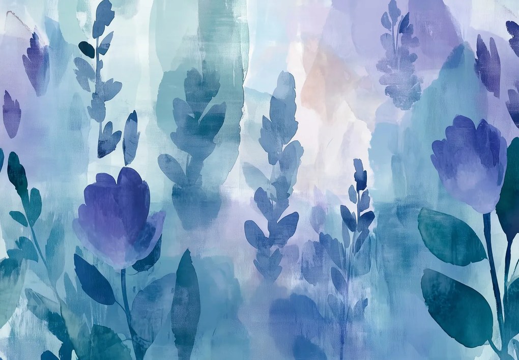 Fototapeta - Maľované fialové kvety II. (147x102 cm)