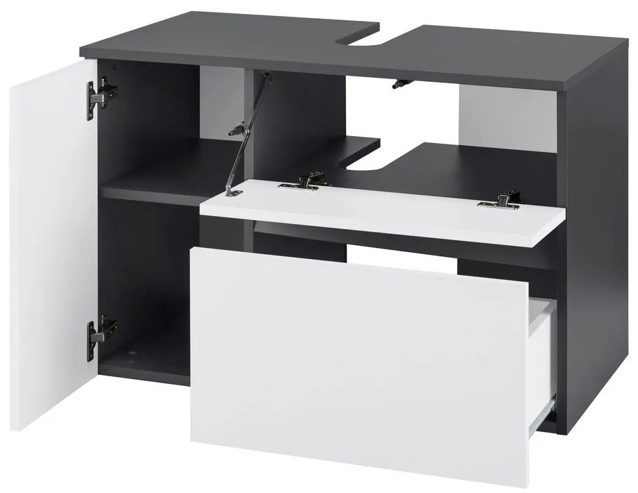 Bielo–antracitová závesná skrinka pod umývadlo 80x53 cm Wisla – Støraa