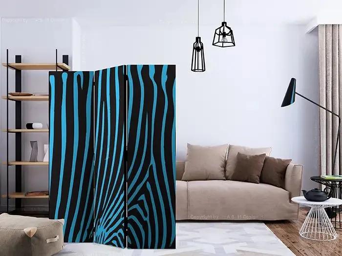Paraván - Zebra pattern (turquoise) [Room Dividers] Veľkosť: 135x172, Verzia: Akustický