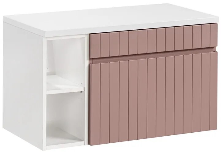 Závěsná skříňka pod umyvadlo Iconic s deskou 80 cm růže