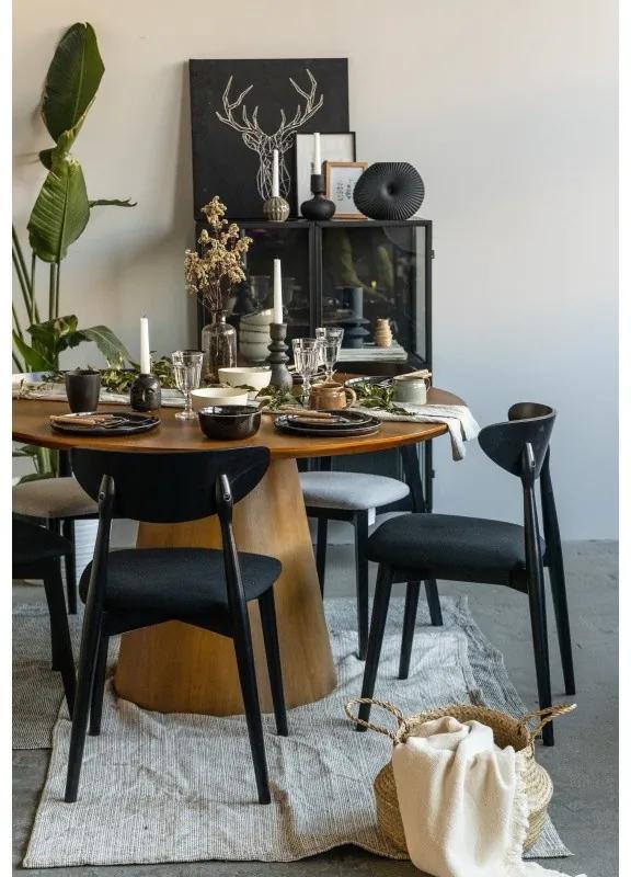 Jedálenský stôl Fungo 130 cm okrúhly teakové drevo/tmavo hnedý