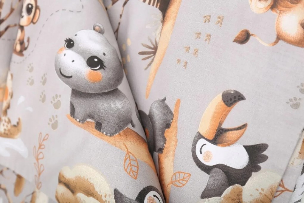 Detské bavlnené obliečky do postieľky 120x90 cm BABYMAM PREMIUM - Dobrodružstvo v džungli