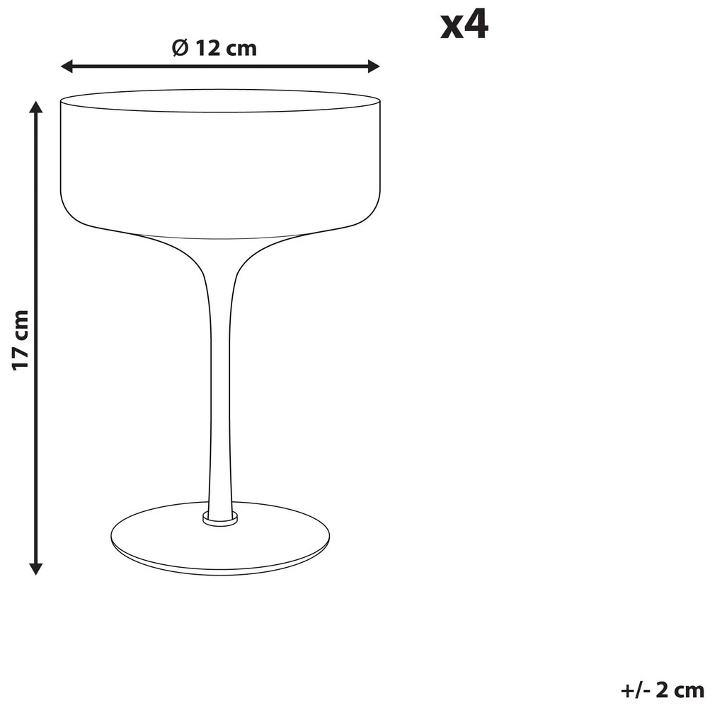 Sada 4 pohárov na šampanské 330 ml ružová AMETHYST Beliani