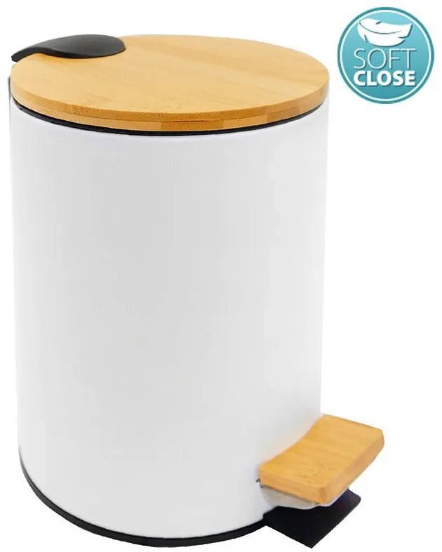 Aqualine Aqualine, BAMBUS odpadkový koš guľatý 5l, biela, BI007