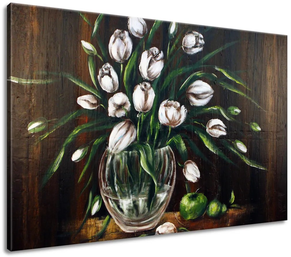 Gario Ručne maľovaný obraz Maľované tulipány Rozmery: 100 x 70 cm