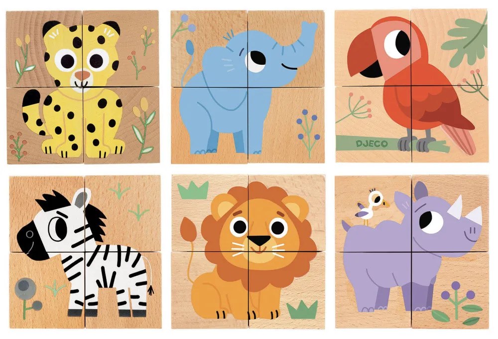 Drevené kocky - priatelia z divočiny