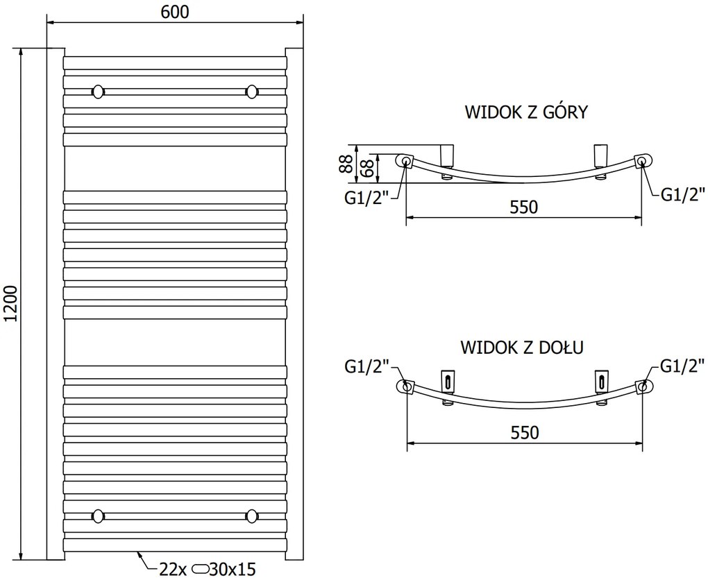 Mexen Helios, vykurovacie teleso 1200x600 mm, 524 W, zlatá lesklá, W103-1200-600-00-50