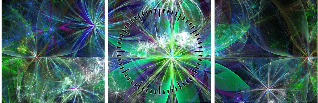 Obraz - Abstraktné geometrické tvary (s hodinami) (90x30 cm)