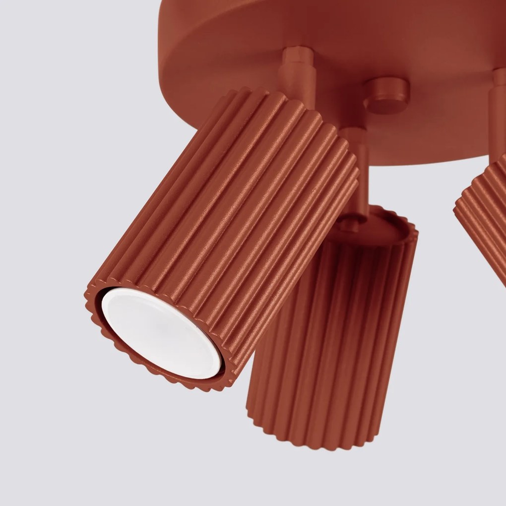 Stropné svietidlo Karbon, 3x okrovo červené kovové tienidlo, (možnosť polohovania)