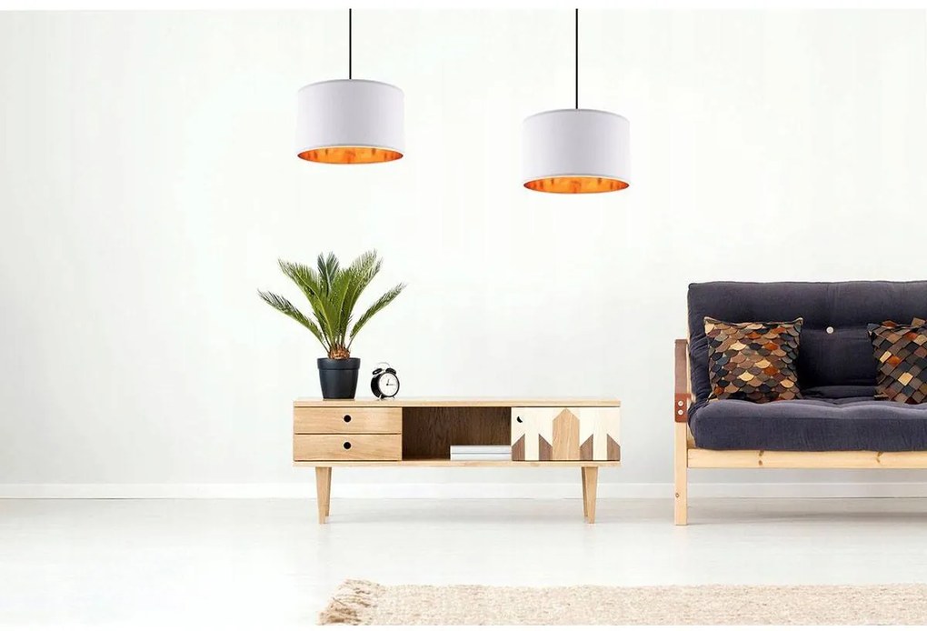 Závesné svietidlo Shade, 1x textilné tienidlo (výber zo 6 farieb), (výber z 3 farieb konštrukcie), (fi 35cm), lp, g