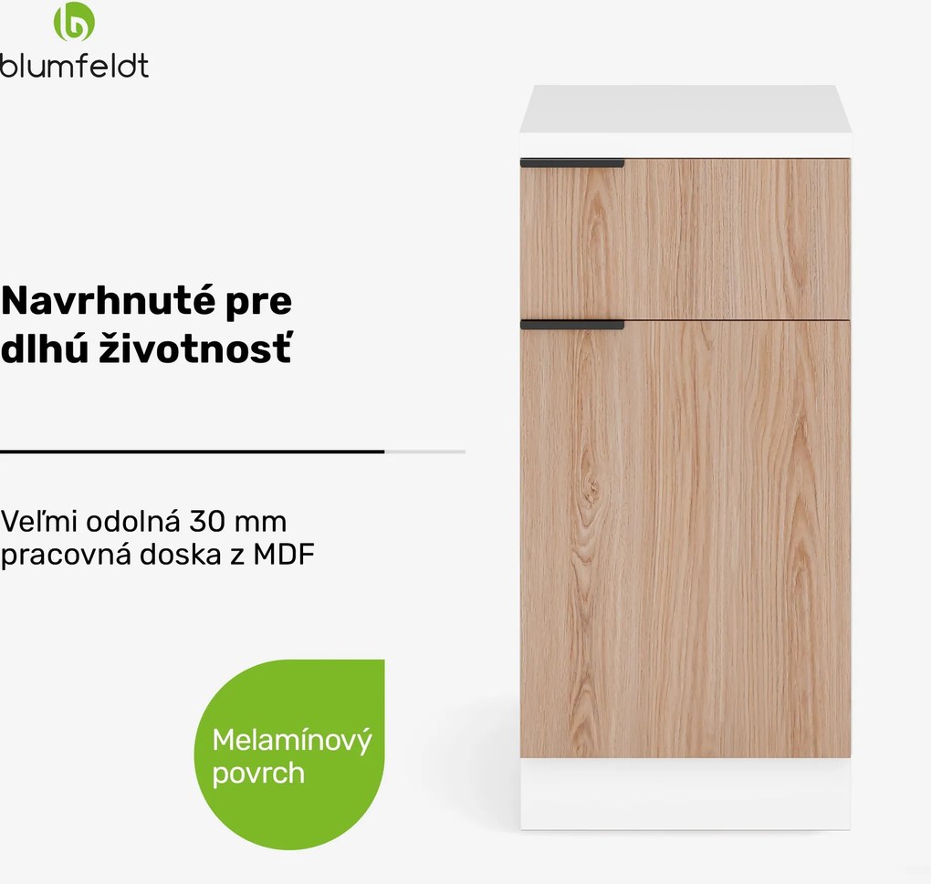 Blumfeldt WoodVista zásuvková skriňa, Robustná MDF pracovná doska, Soft-Close pánty, Hliníkové úchyty