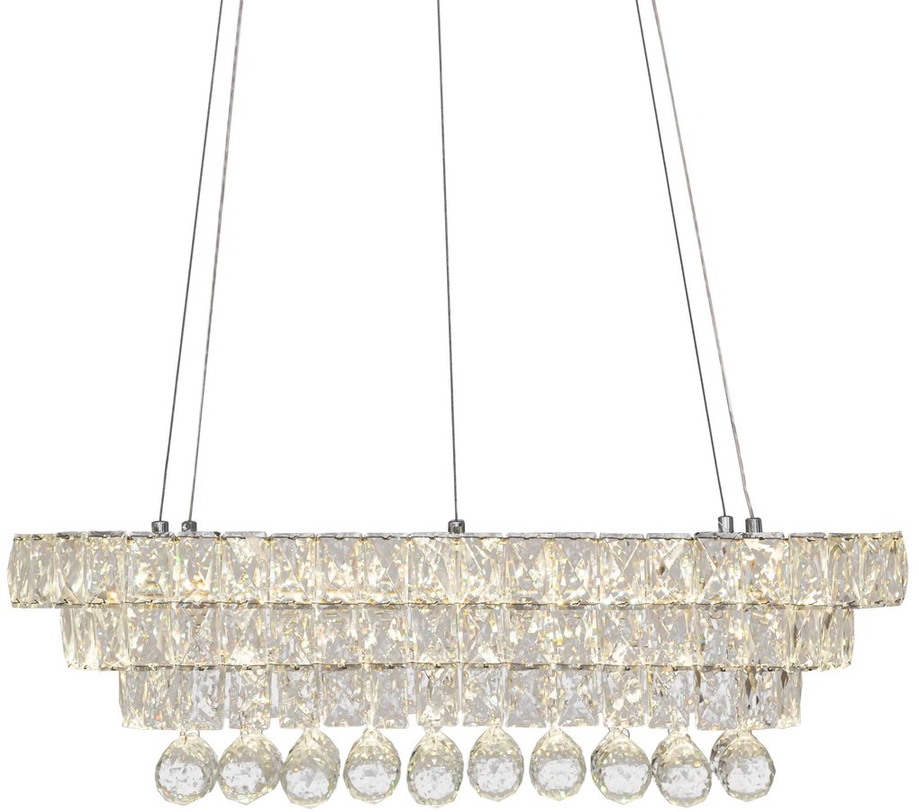 Toolight Toolight, Krištáľové závesné stropné svietidlo LED 102W + diaľkové ovládanie APP417-CP, chrómová, OSW-65015
