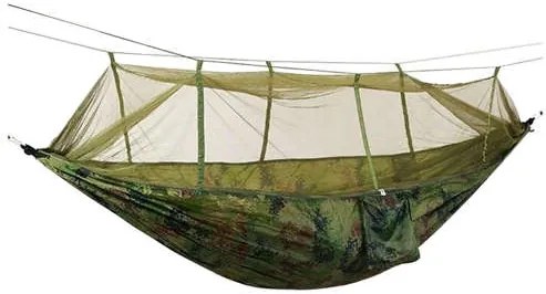 Turistická hamaka s moskytiérou SANTIAGO 260x140 cm, zelená