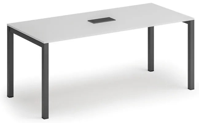 Rokovací stôl PRIMO SQUARE, 180x80 cm, biela + stolná zásuvka TYP III, čierna