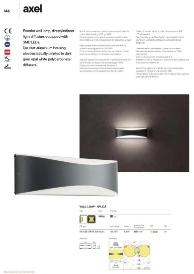 Redo 90126 - LED vonkajšie nástenné svietidlo AXEL LED/7W/230V 3000 IP65 antracit