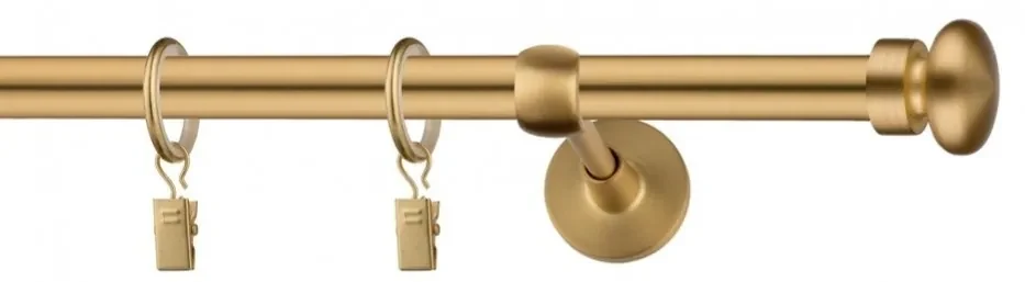 Dekorstudio Garniža jednoradová FLAT zlatá 19mm Dĺžka: 220cm, Typ uchytenia: Držiak otvorený, Typ príslušenstva: Krúžky tiché so štipcami