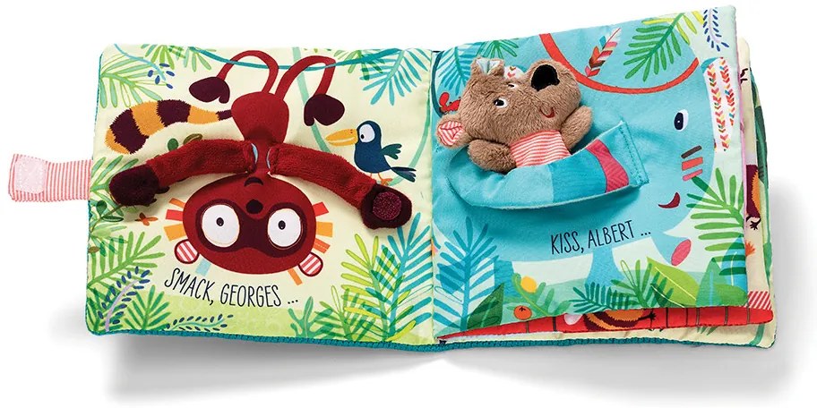 Lilliputiens - textilná knižka s prstovou bábkou - medvedík César