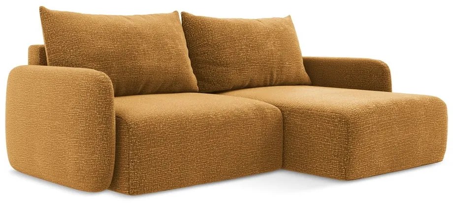 Oranžová rozkladacia/s úložným priestorom rohová pohovka (pravý roh) Kalena – Makamii