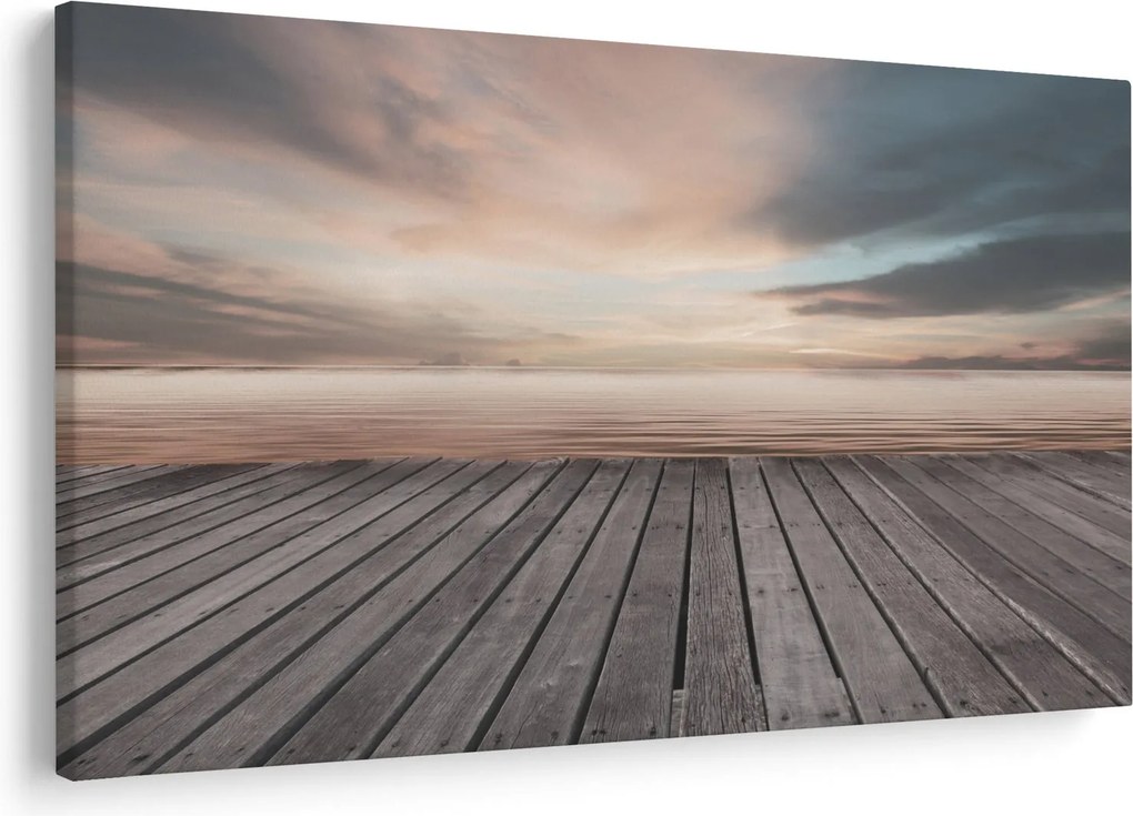 Obraz - Mólo pri západe slnka (90x60 cm)