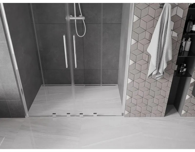Mexen Velar L Duo, posuvné sprchové dvere do otvoru 140 cm, 8mm číre sklo, chrómová, 871-140-003-02-01