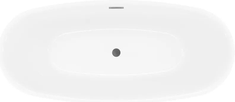 Mexen Luvo Slim, voľne stojaca vaňa 170 × 75 cm, biela-čierna, grafitový prepad, 52801707575-95