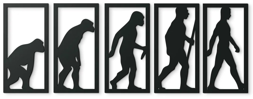 drevko Viacdielny obraz na stenu Evolúcia Rozmer obrazu: 37 x 100 cm, Farba dekorácie: Čierna