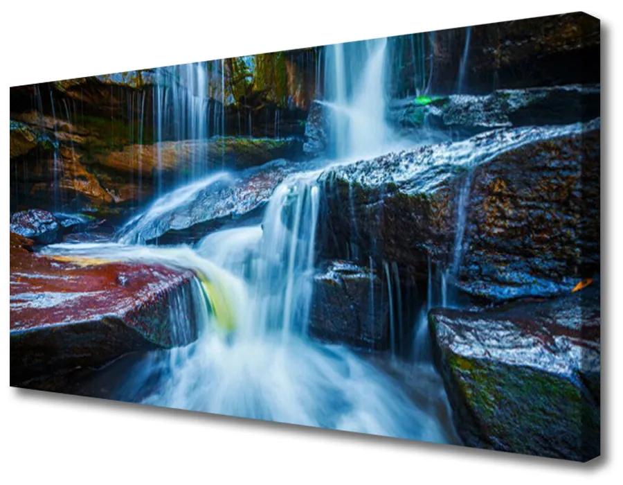 Obraz Canvas Skaly vodopád rieka príroda 120x60 cm