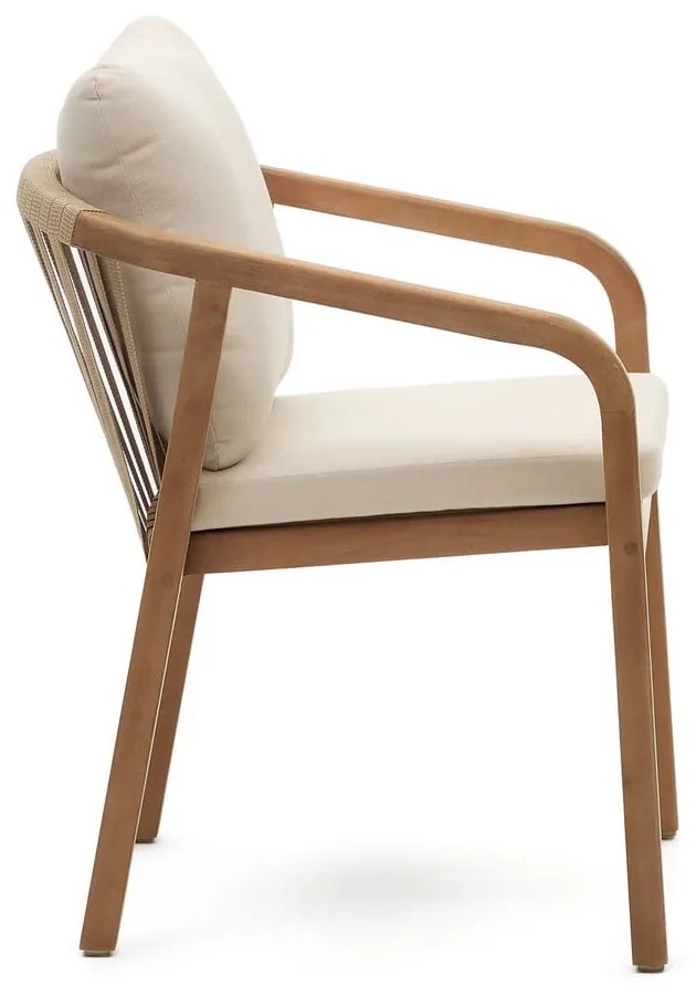 Béžové/v prírodnej farbe drevené/polstrované záhradné stoličky v súprave 4 ks Malaret – Kave Home