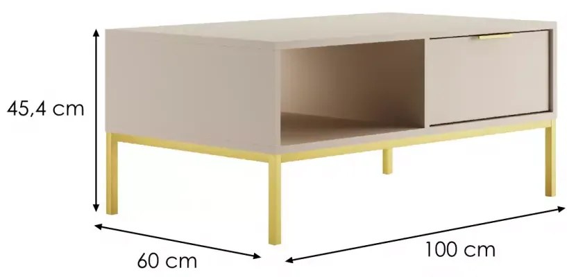 Konferenční stolek Austin 100 cm kašmír/zlatá