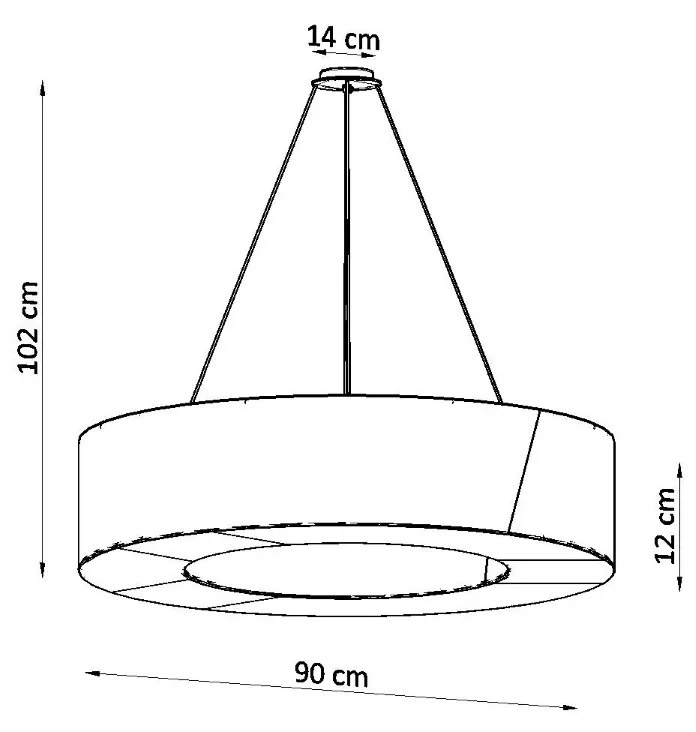 Závesné svietidlo Saturno Slim, 1x biele textilné tienidlo, (biely plast), (fi 90 cm)