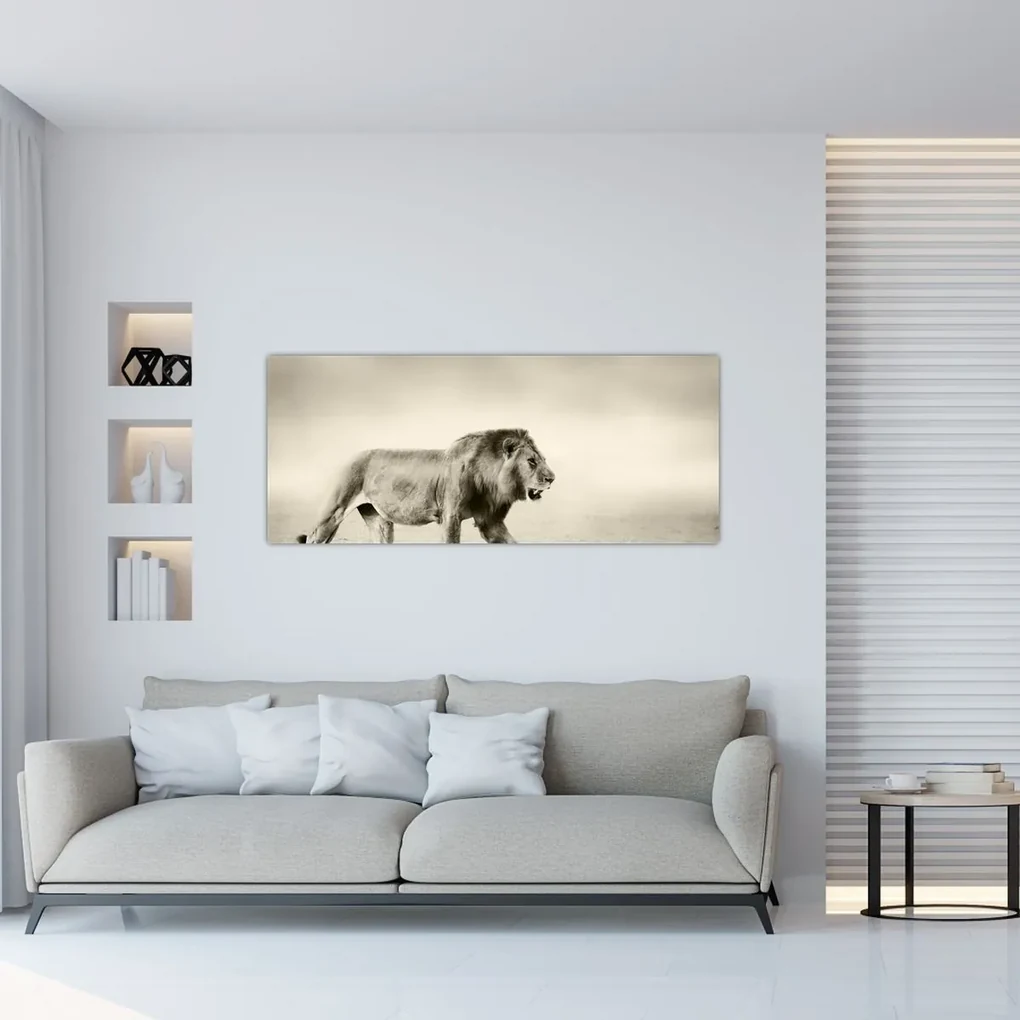 Obraz - Hladný lev (120x50 cm)