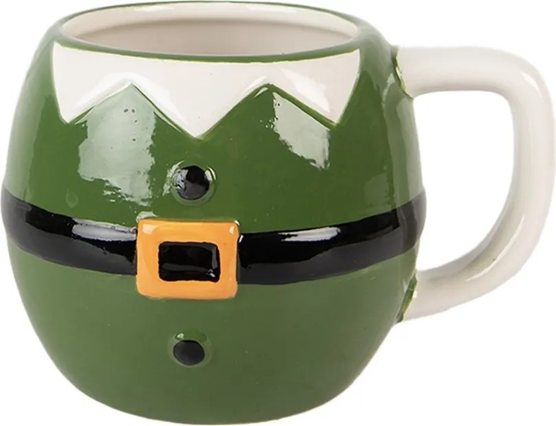 Zelený keramický hrnček Santa Claus - 14 * 11 * 9 cm / 450 ml
