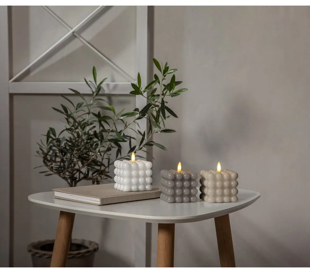 Béžová vosková LED sviečka Star Trading Flamme Dot, výška 9,5 cm