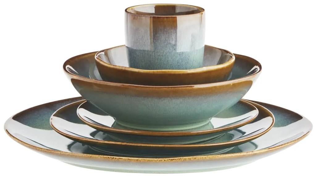 MADAM STOLTZ Kameninová miska Green Reactive Glaze Small