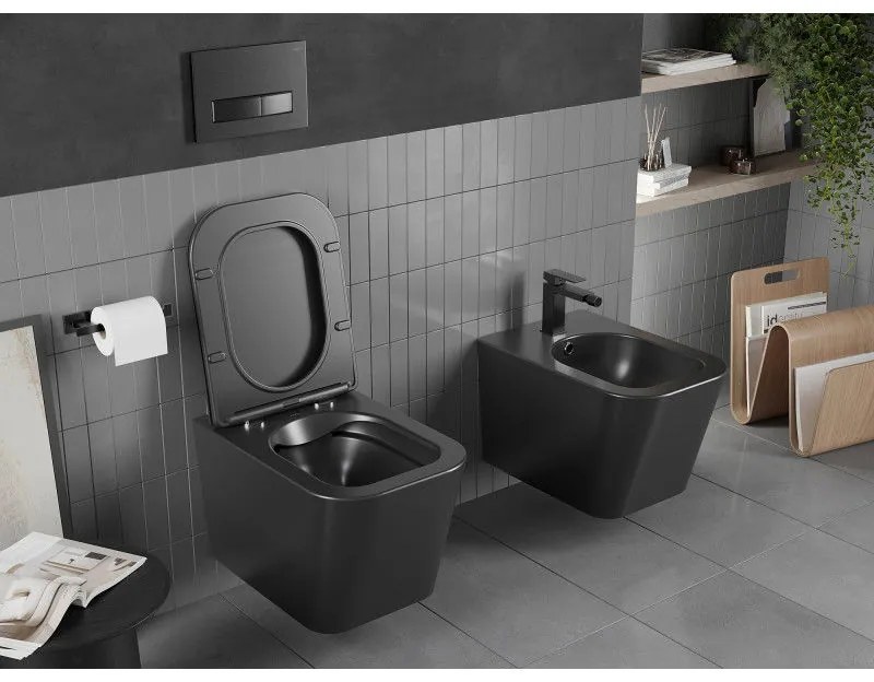 Mexen TEO Rimless závesná wc misa, 51 x 34 cm, čierna matná, 3385XX85
