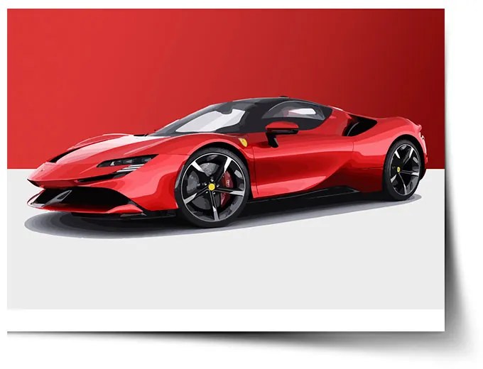 Sablio Plagát Ferrari na červeno-bielej - 60x40 cm