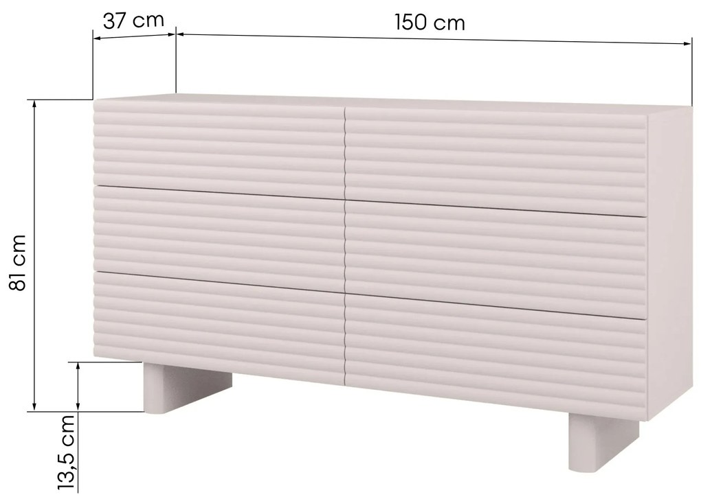 Komoda LUMO 150 cm kašmír