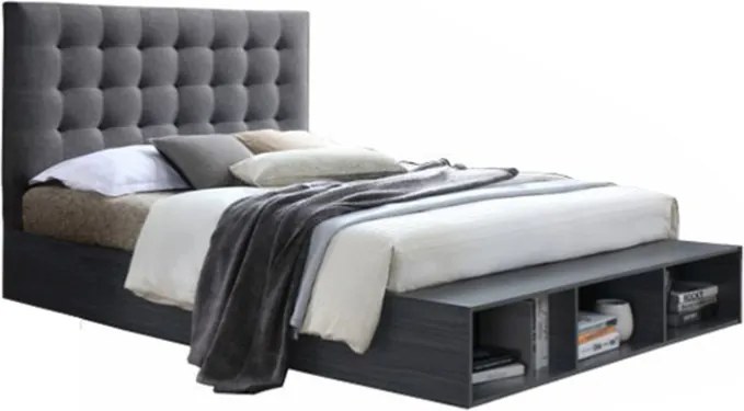Manželská posteľ s regálom, sivá, 180x200, TERKA