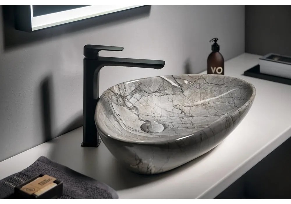 Matne čierna stojančeková umývadlová batéria Spy – Sapho