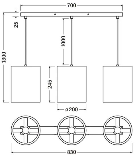 Ledvance - Luster na lanku DECOR CARDBOARD 3xE27/15W/230V