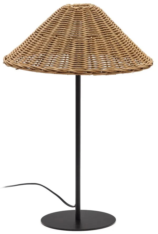 Stolová lampa s ratanovým tienidlom v čierno-prírodnej farbe (výška 50 cm) Urania – Kave Home