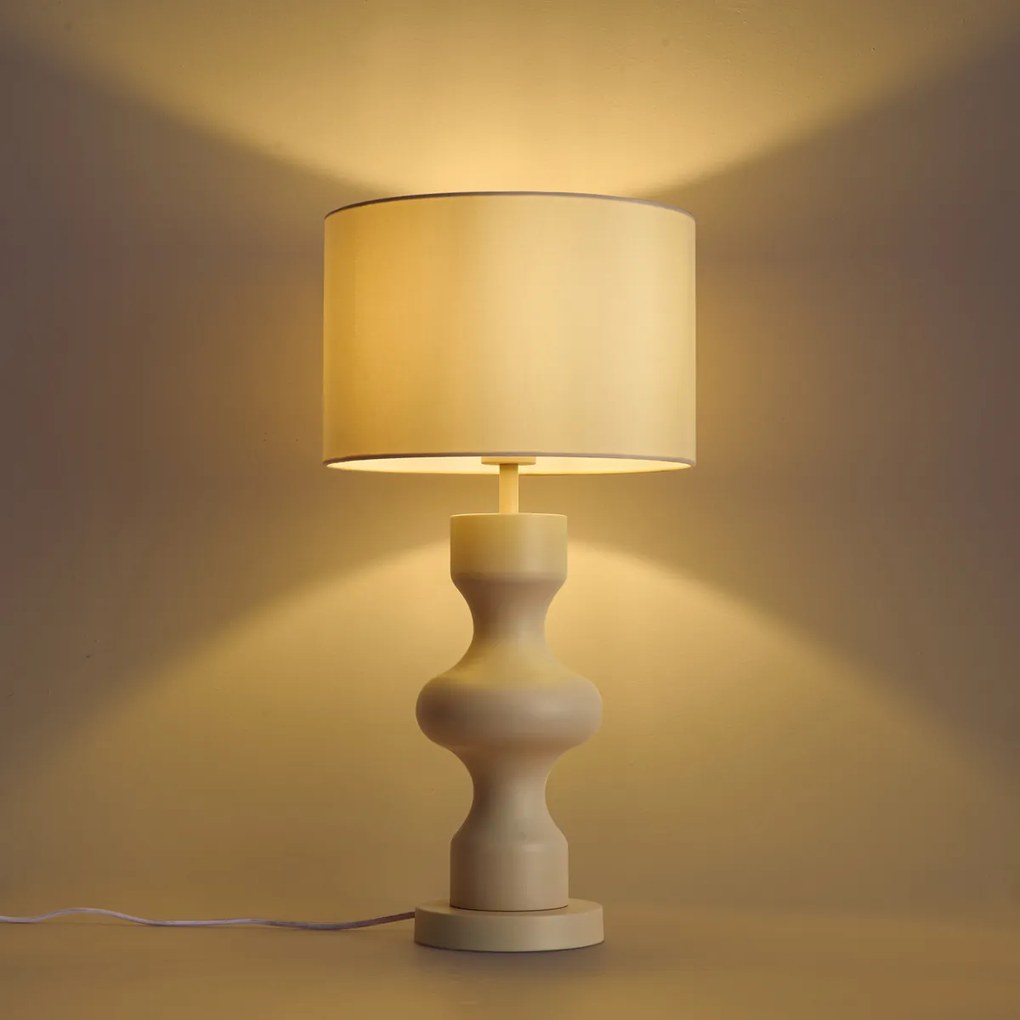 Retro stolná lampa béžová s látkovým tienidlom - Captain